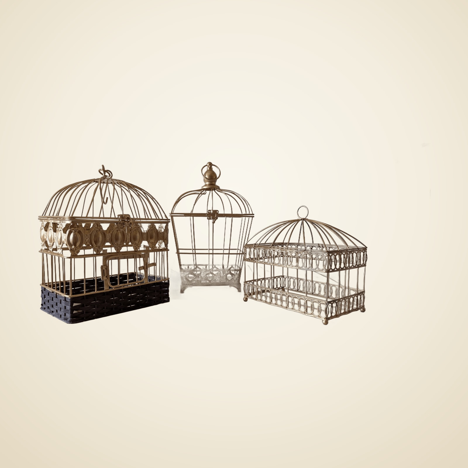 Antique Gold Rectangular Bird Cages